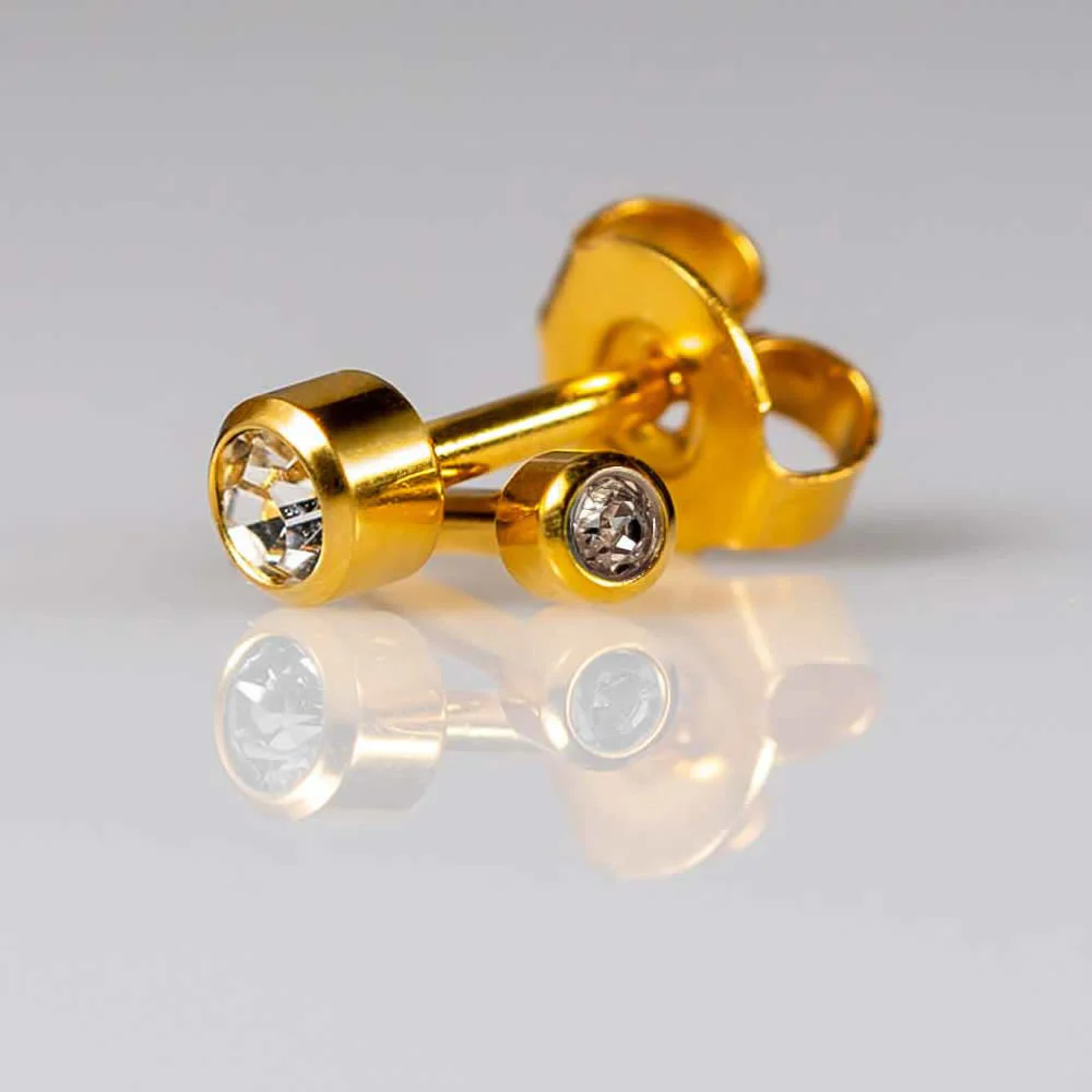 Birthstones April Mini Gold PAIR