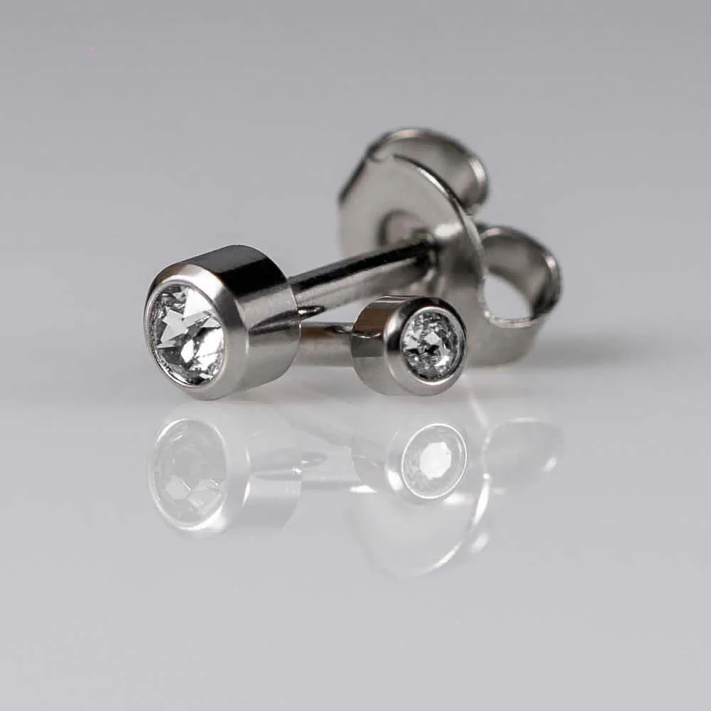 Birthstones April Mini Silver PAIR