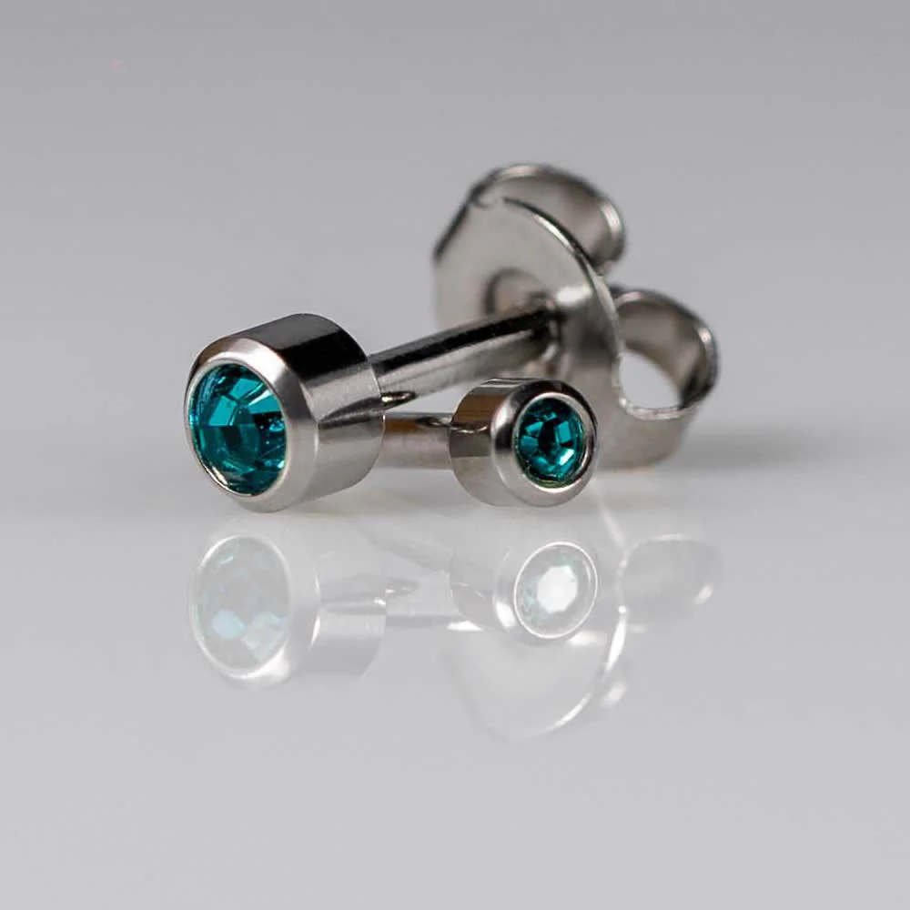 Birthstones December Mini Silver PAIR