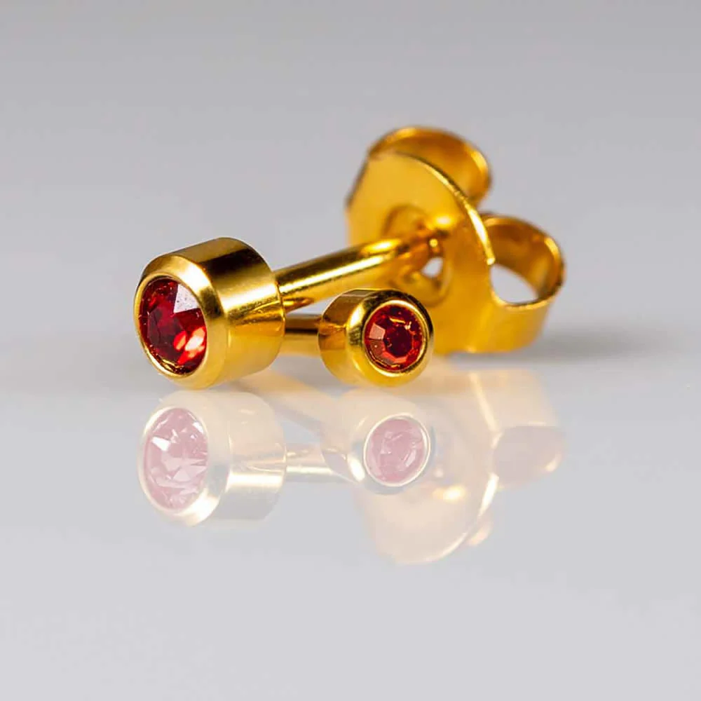 Birthstones February Mini Gold PAIR