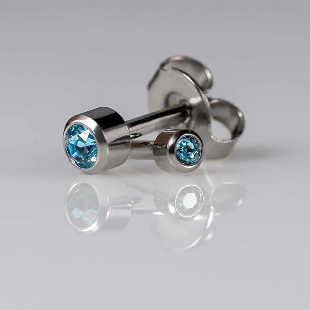 Birthstones March Mini Silver PAIR
