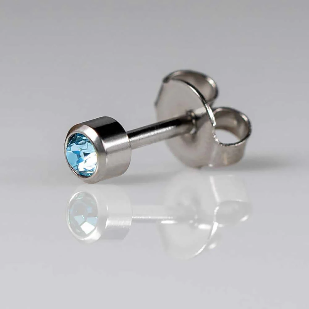 Birthstones March Regular Silver PAIR