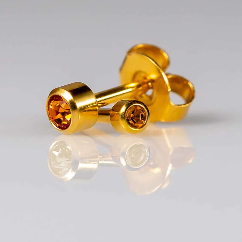 Birthstones November Mini Gold PAIR