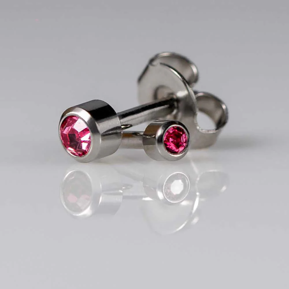 Birthstones October Mini Silver PAIR