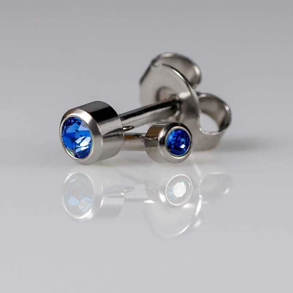 Birthstones September Mini Silver PAIR