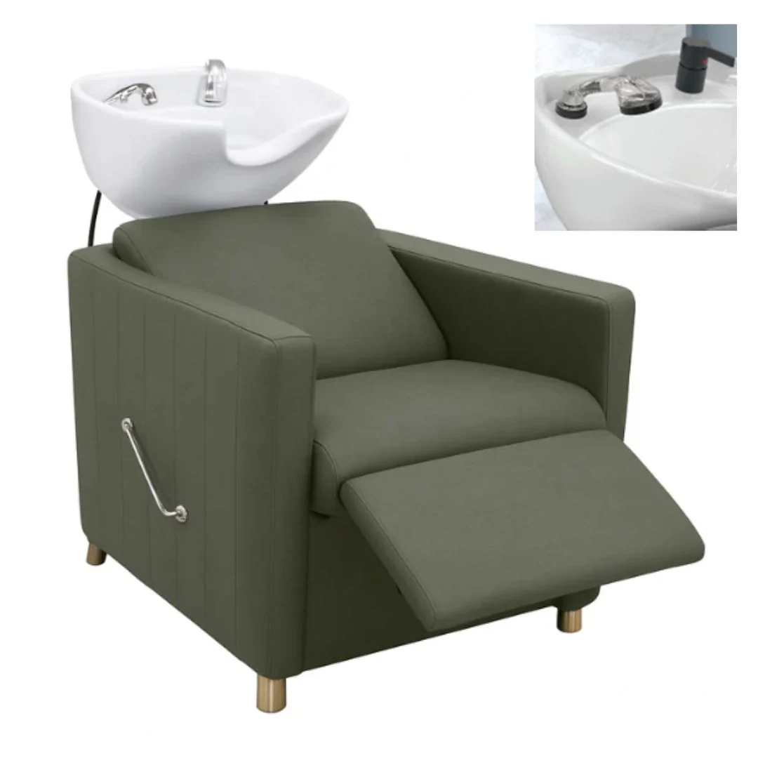 Roma Shamp Green/white basin/blk tap