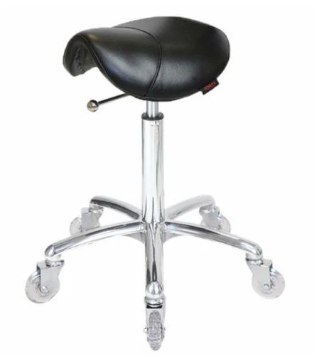 Saddle Stool Black - No Back with Clear Wheels - Image 2