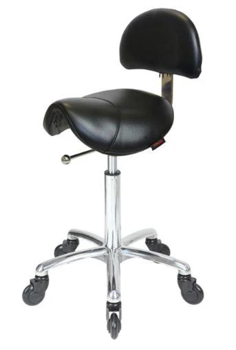 Saddle Stool Black - with Back and Click'NClean Wheels - Image 2