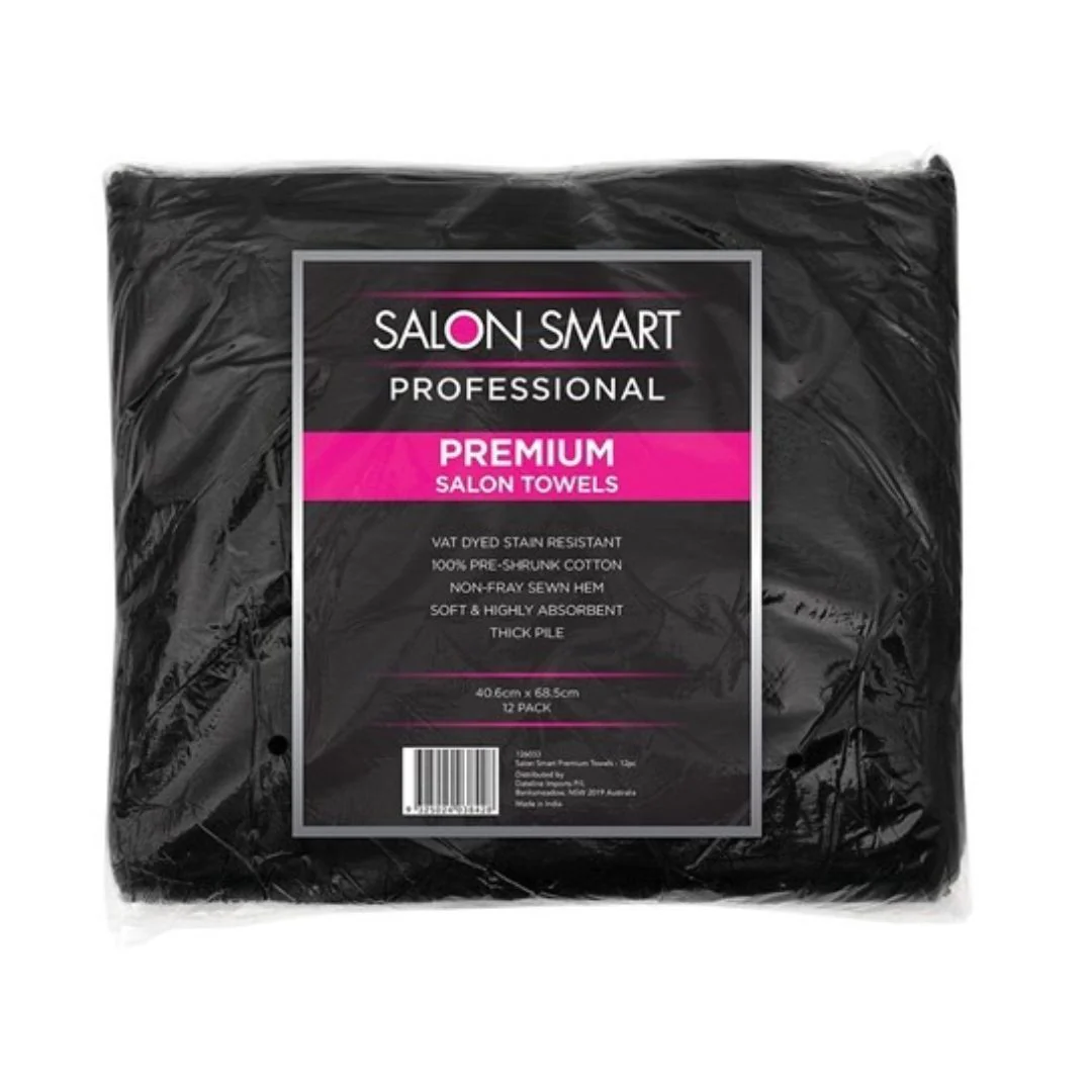 Salon Smart Premium Black Towels 12pk